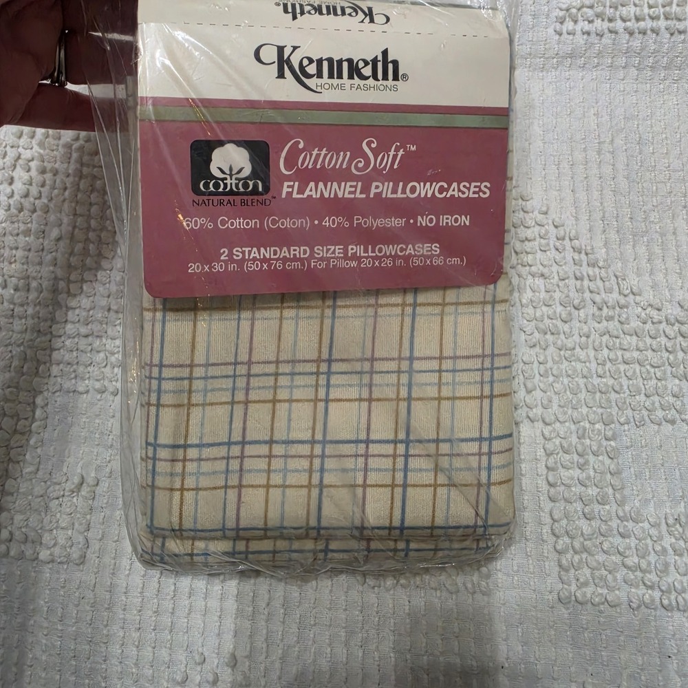 Kenneth Home Fashions Flannel Pillowcases Cotton Blend Vintage New Soft